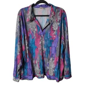 Donkenny Vintage 80's Abstract Button-Up Shirt Size 2X